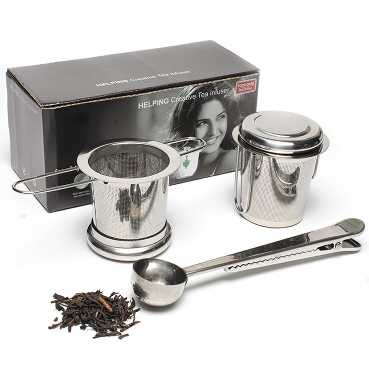 3PCs Tea Infuser Tea Scoop Clip Kit With Tea Lid Food-grade