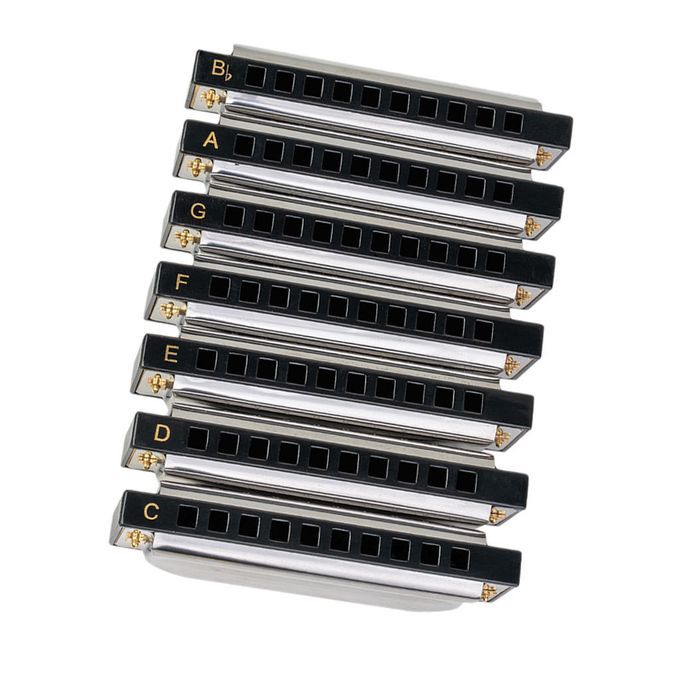 Harmonica Set - Key Of G, A, Bb, C, D, E, F With Case 7 Harmonicas