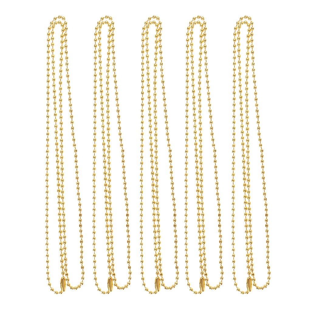 5 Pieces Stainless Steel 2mm Ball Chain Necklace For Men Women Gold