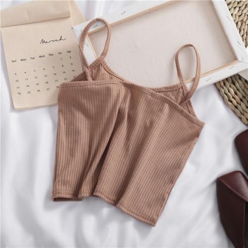 Camisoles Woman Sleeveless Summer New Cami Chic White Sexy Woman Top Cultivation Street Harajuku Knitted Shoulder Lady Clothing
