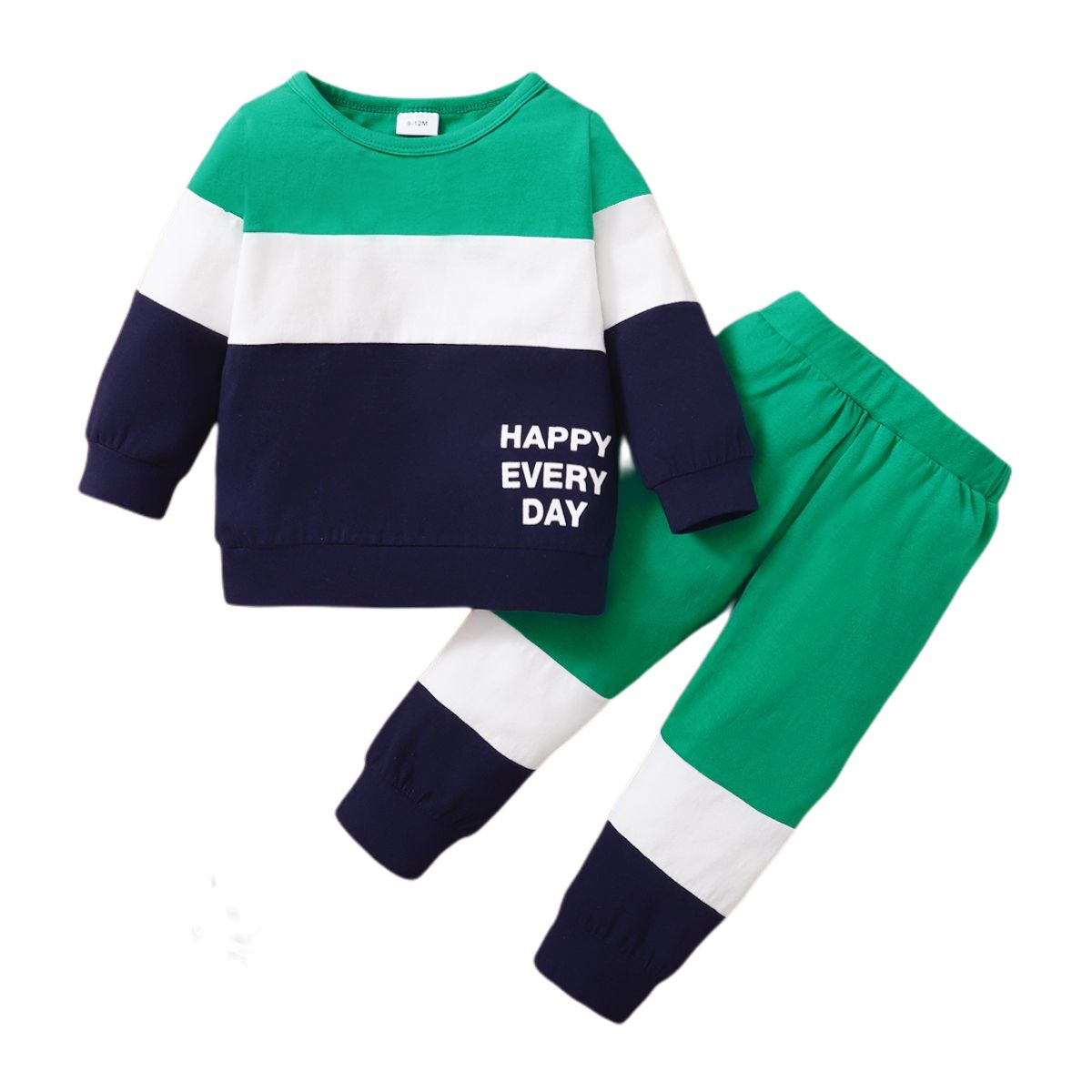 HAPPY EVERY DAY Baby Boys Long Sleeves Outfit Set -Green