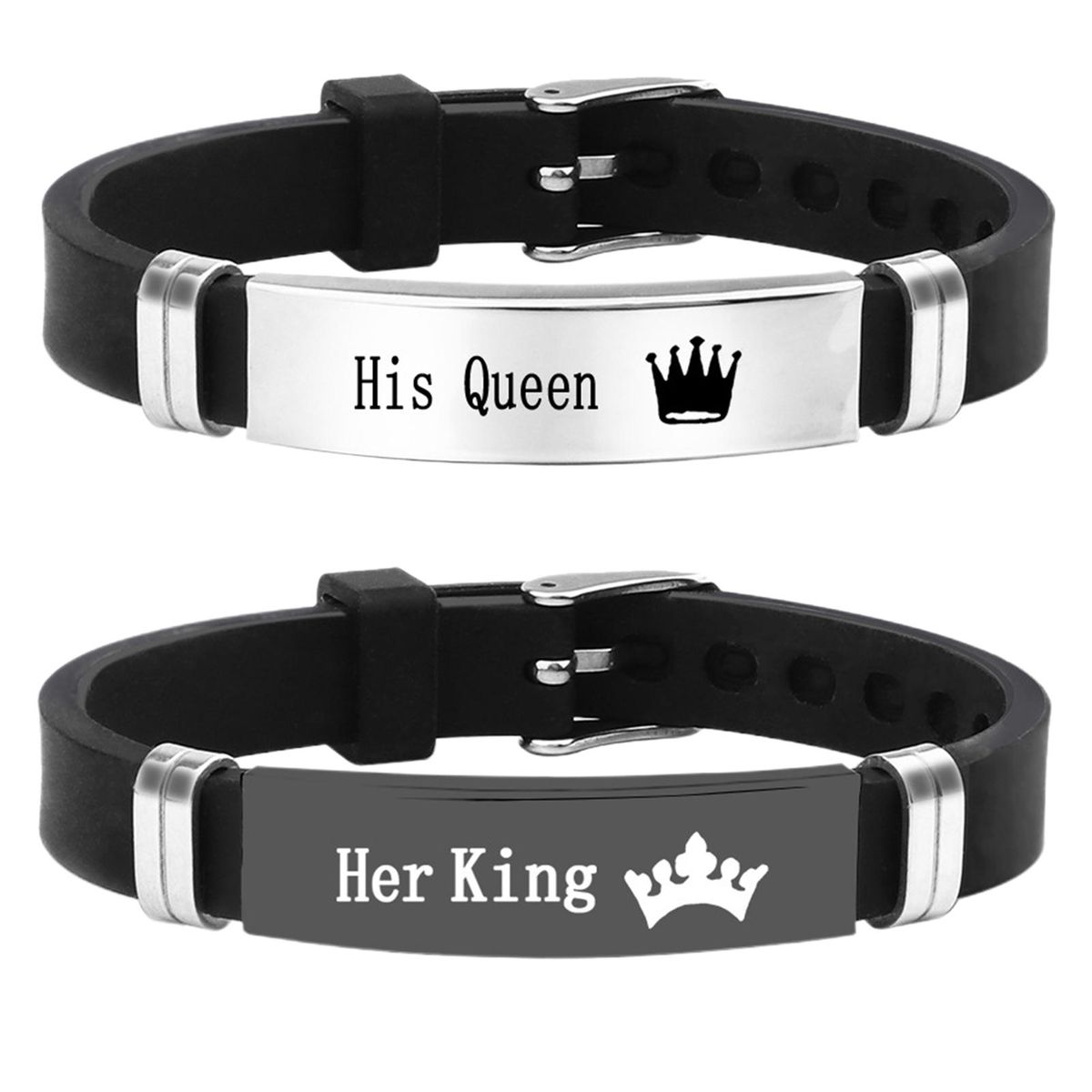 1/2 PCS His Queen/Her King Silicone Couple Bangle with