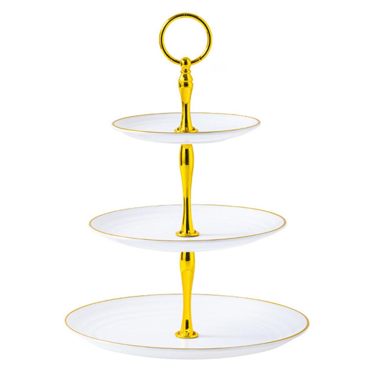 Golden Edge Dessert Stand Golden Edged Cupcake Stand Elegant for Baby White