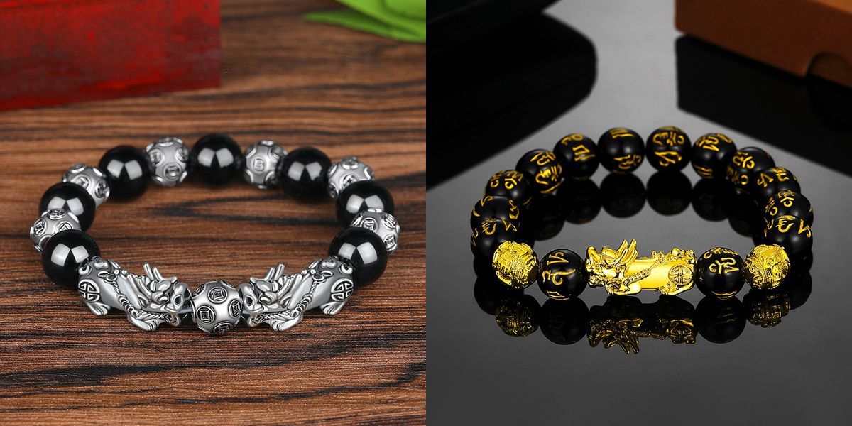 Feng Shui Black Obsidian Wealth Bracelet - 2in1