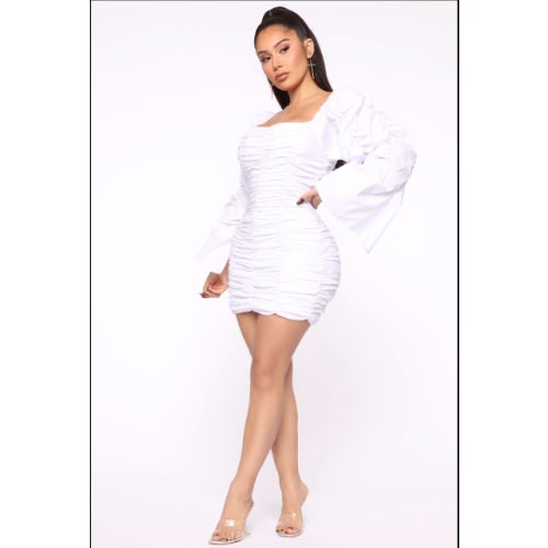 Fancy Ruffled Dress- White