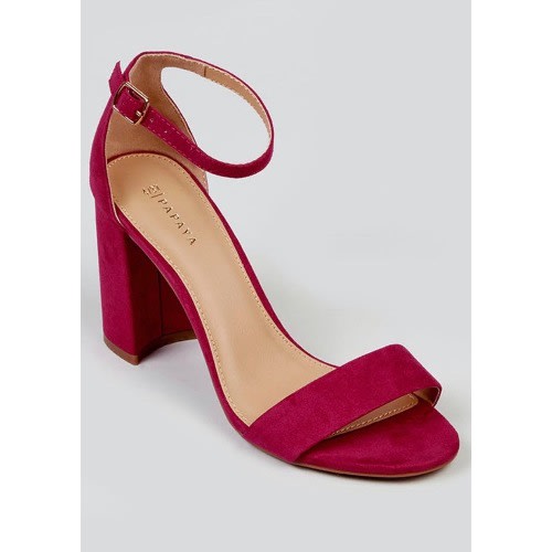 Suedette 2 Part Platform Block Heel Sandals - Pink