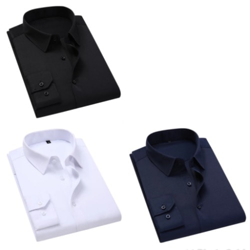3pcs Corporate Longsleeve Shirts - Navy Blue/ White & Black