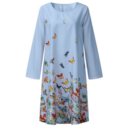 Butterfly Shift Dress- Blue