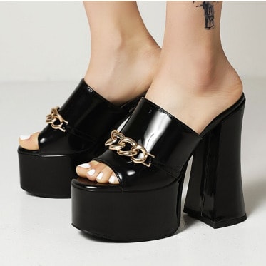 Chunky Platform High Heels Slippers