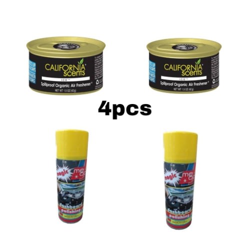 Car Magic Dashboard Polish And California Air Freshener Ice - 400ml X4pcs