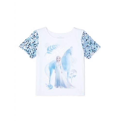Frozen Girl's Short Sleeve Graphic Sequined T-Shirt