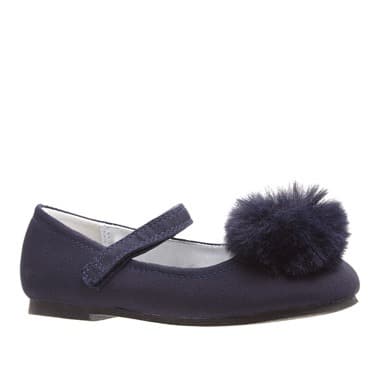 Girls Navy Pom-pom Shoes