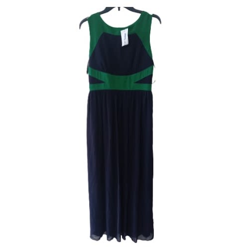 Women's Dress-long Flay Green - Navy Blue