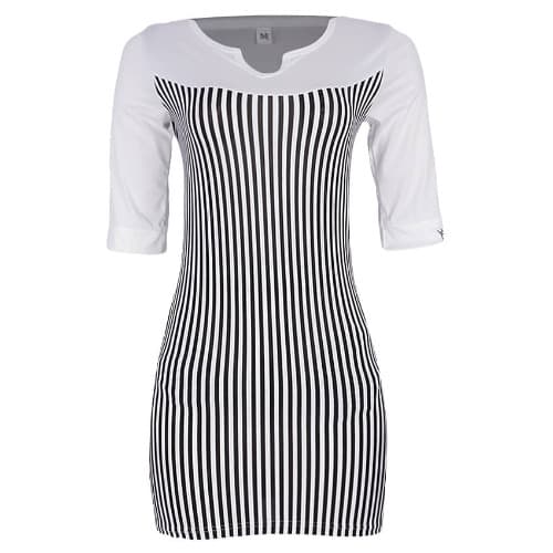 Striped Shift Dress- White