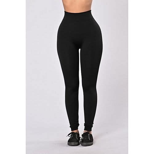 B  High Waist Stretchy Leggings - Black