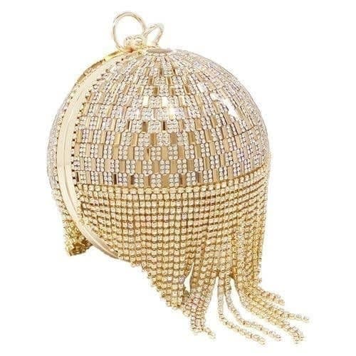 Round Ball Shaped Glittery Wristlets Clutch Purse