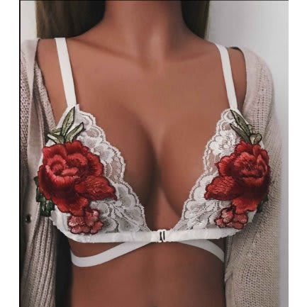 Strappy Triangle Bra - White