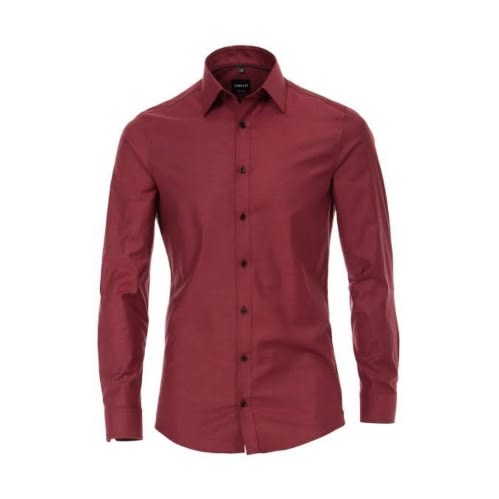 Men's Formal Shirt With Matching Tie  - Wine & Striped Black