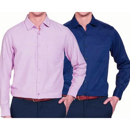 Set Of 2 Men's Formal Dress Shirts - Lilac And Blue