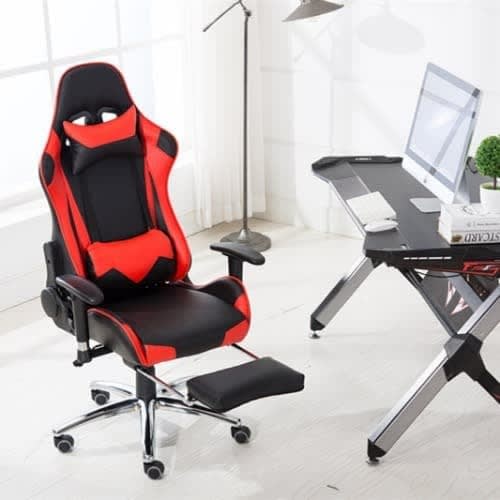 Video Game Chair With Lumbar Massage Support & Footrest