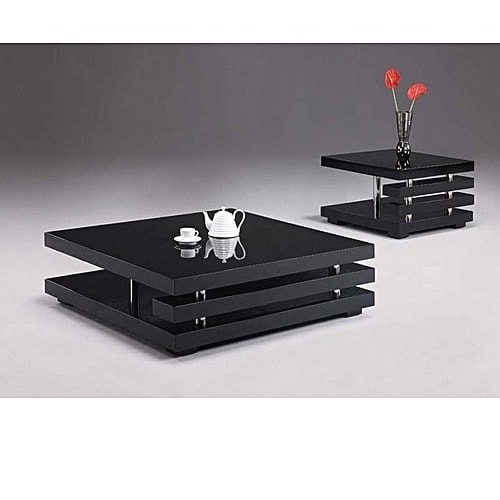 Luxury Coffee Center Table With Free Two Side Stool - Black