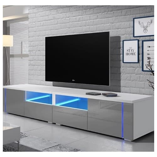 Sadia Besant- Double Tv Stand For Tvs Up To 70 Grey/white