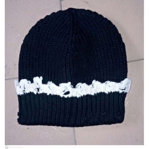 Distressed Black Head Warmer Beanie