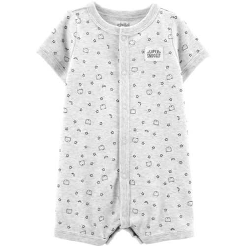 Child Of Mine Baby Boy's Snap Up Truck Romper - Gray