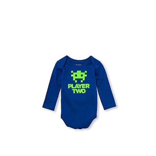 Baby Boys Player Two Gamer Graphic Bodysuit- Blue