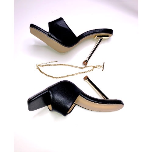 Heeled Slippers - Black