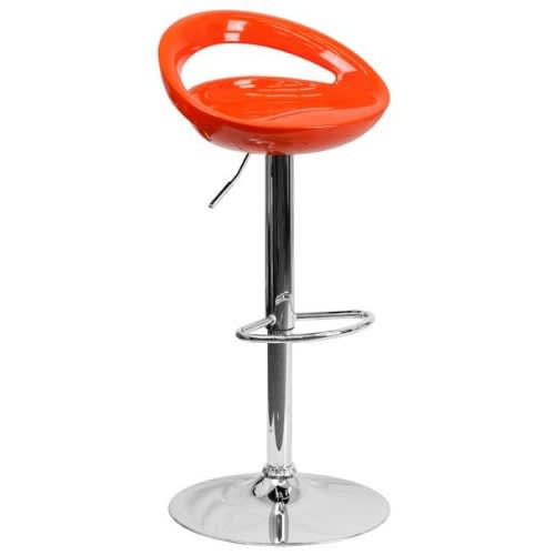 Plastic Adjustable Height Barstool 03 - Orange