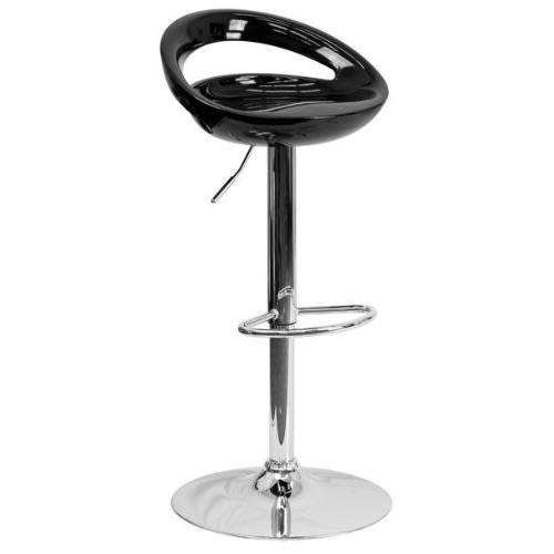 Plastic Adjustable Height Barstool 02 - Black