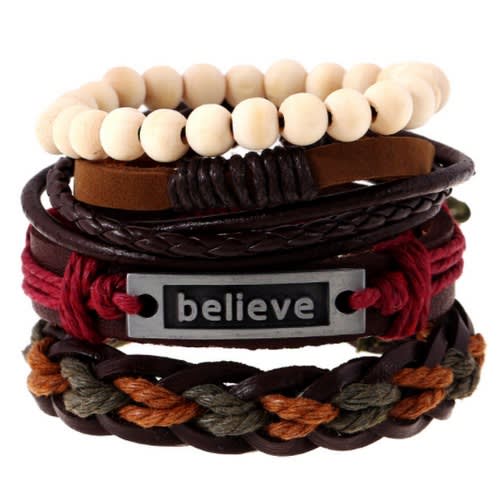 Unisex Believe Braided Bracelets - Set Of 4