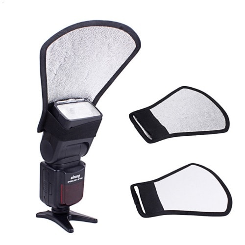 2 in 1 Speedlite Flash Diffuser Softbox Silver & White Reflector for DSLR Camera