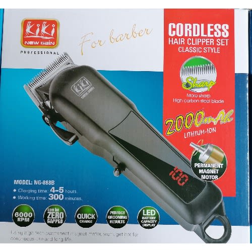 Professional Cordless Hair Clipper Set - Silver