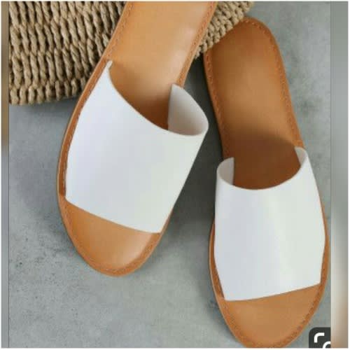 Women's Covered Flat Slippers -White