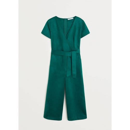 Belted Suede Jumpsuit- Green