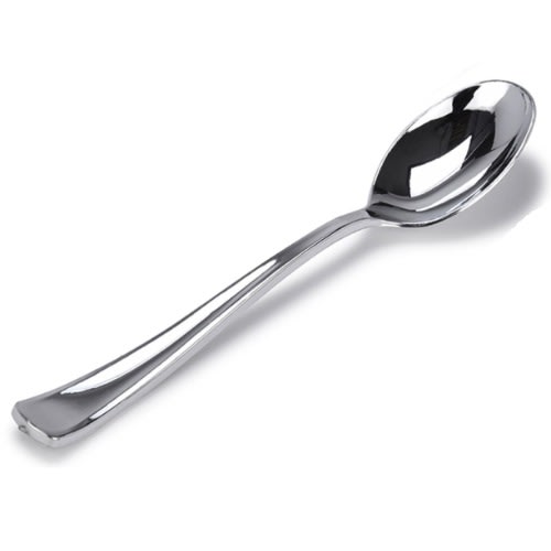 Disposable Plastic Spoons - 24pcs - Silver