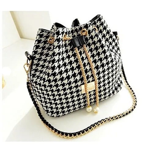 Ladies Bucket Pearl Shoulder Handbag-Multicolour