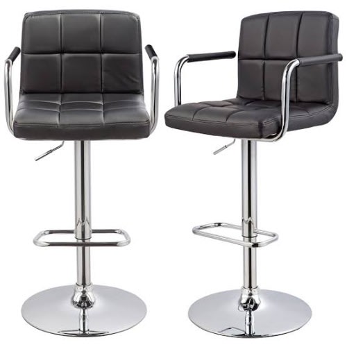 High Bar Stool With Arm And Back Rest - Set of 2 - Black
