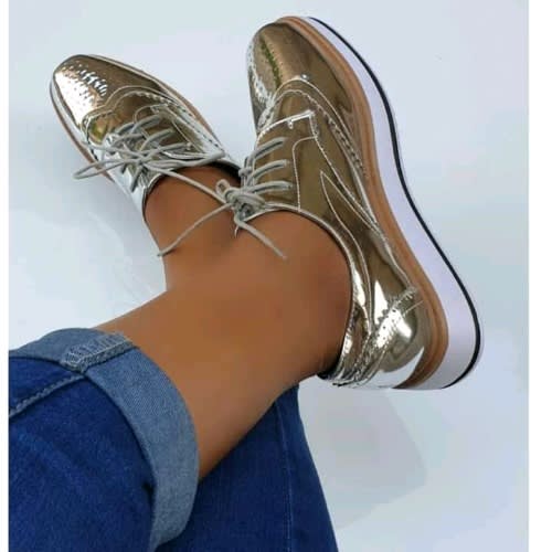 Ladies Patent High-soul Sneakers