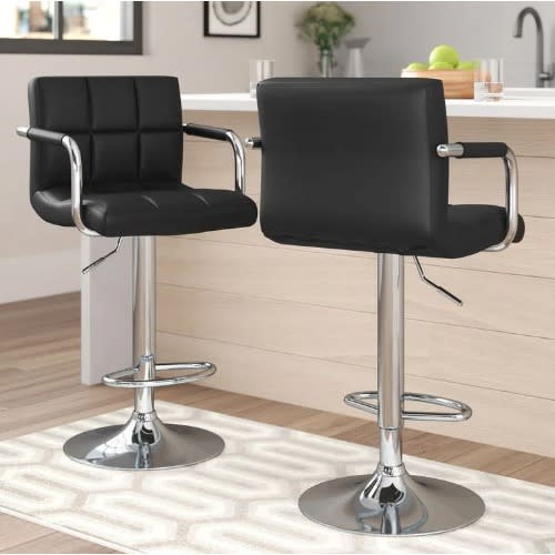 Swivel Bar Stool 01 - Set Of 2 - Black