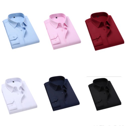 6pcs Corporate Longsleeve Shirt- White Black Pink Wine Sky Blue Navy Blue