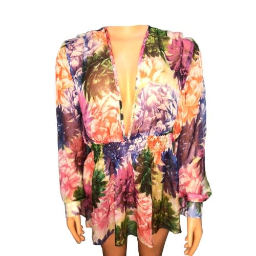 Ladies Floral Print Silk Blouse