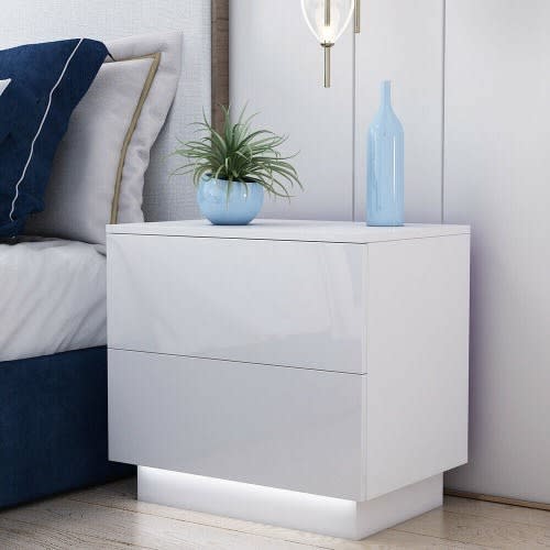J Best -high Gloss Wooden End Table Night Table - 2 Drawers