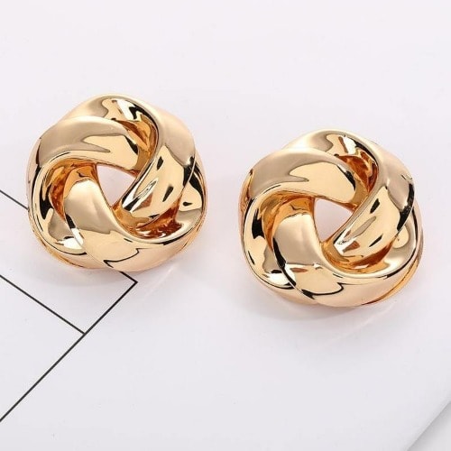 Twisted Stud Earrings - Gold