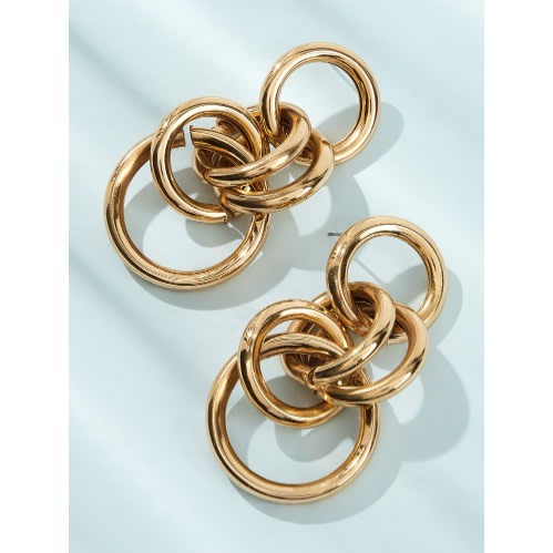 Ring Drop Earrings - Gold
