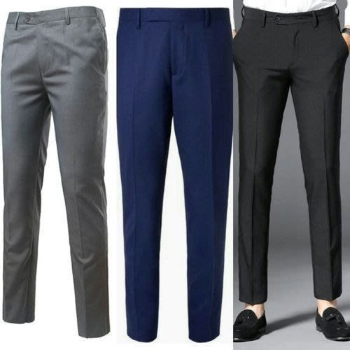 Three Pieces Smart Trousers For Men - Black + Ash + Royal Blue