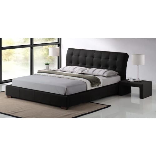 Leather Upholstery Family Size Bedframe - Black