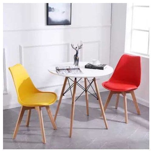 Round Beechwood Dining Table With 2 Sitting Chairs